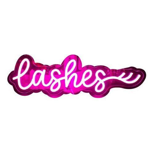 Letrero Led Neón Lashes Spa Nails Uñas Salón Boutique Mujer Rosa