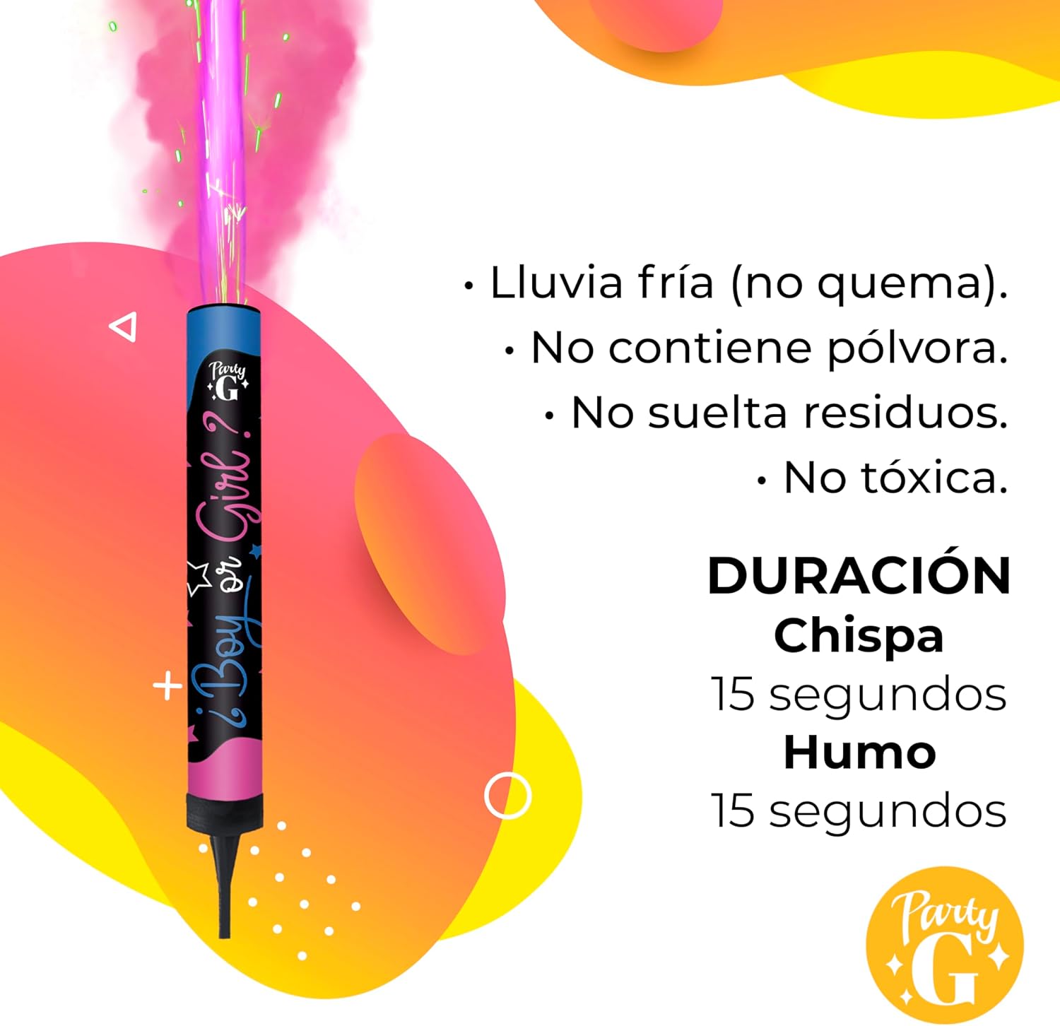 Vela Lumisosa de Revelación de de sexo de Chispa y Humo 2 piezas - Vela de humo baby shower - humo de color Azul y Rosa - fiesta, celebración, festejo, evento