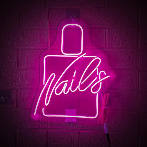 Letrero Led Neón Negocio Uñas Nails Luminoso Decorativo