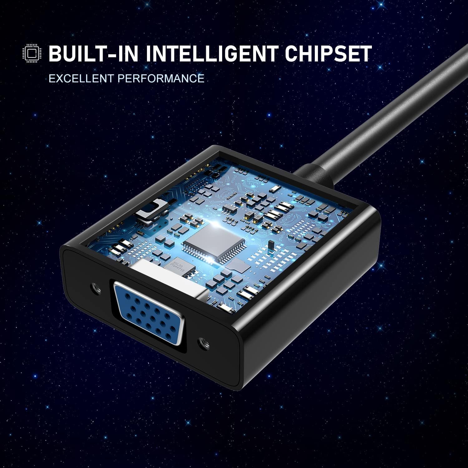 Adaptador HDMI a VGA, convertidor HDMI a VGA Chapado en Oro (Macho a Hembra), Adaptador HDMI Compatible para computadora, computadora portátil, PC, Monitor, proyector, televisión de Alta definición