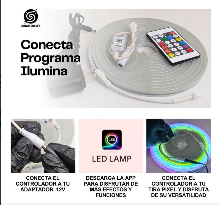 TIRA NEON PIXEL 5 METROS WIFI CONTROLA POR APLICACION O CONTROL REMOTO