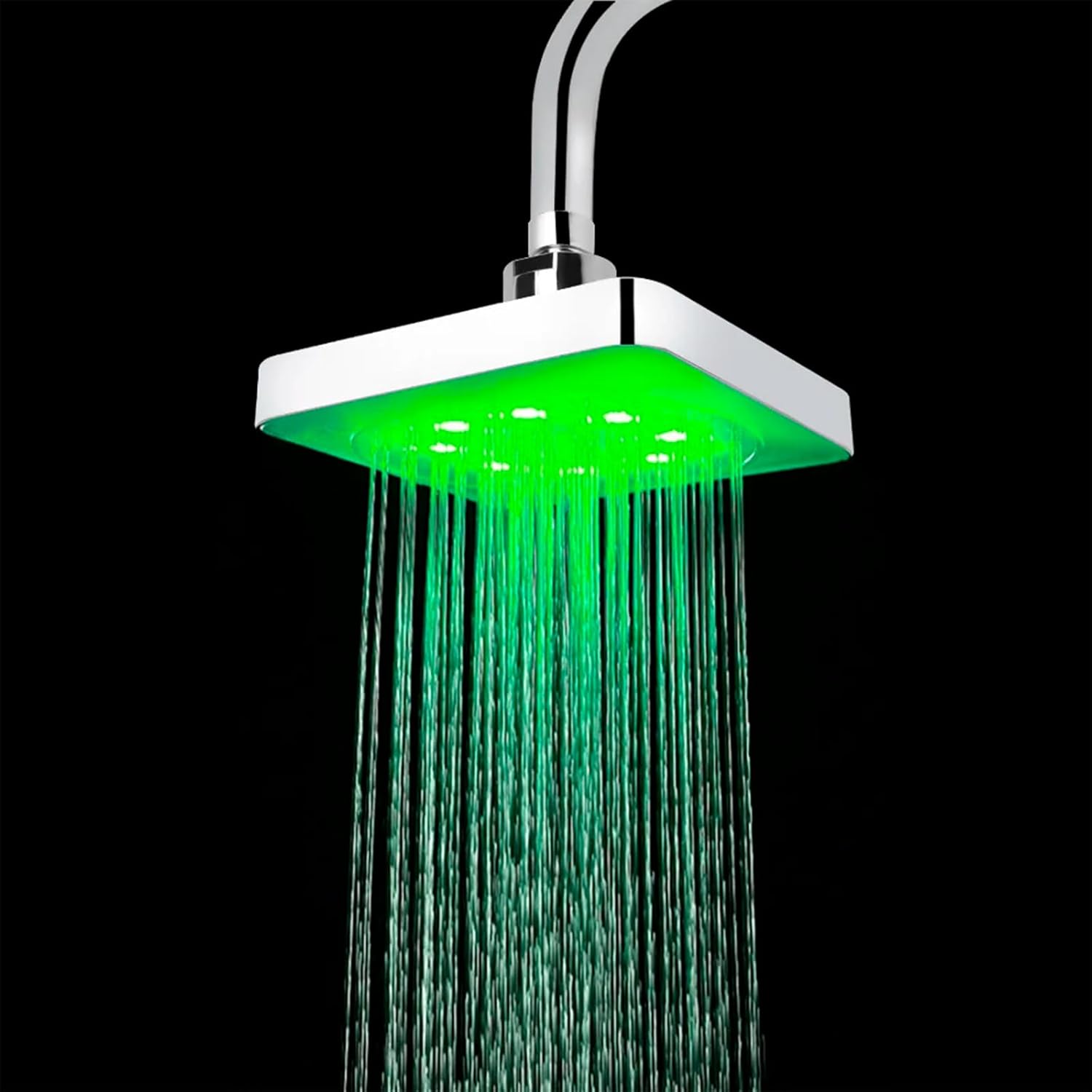 FUUBAMB00 Cabezal de Pulverización de Techo Cuadrado de 6 Pulgadas, Luz LED con Cambio de 7 Colores, Cabezal de Ducha Cromado Brillante, Accesorios de Baño para el Hogar