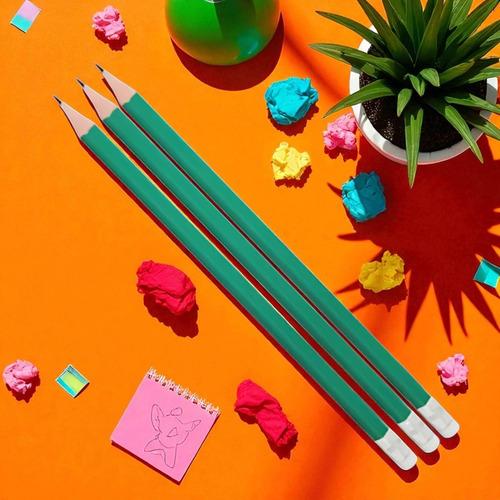 12 Lápiz No.2 Util Escolar Plástico Punta Resistente Oficina