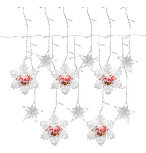 Cortina Serie Luz Blanca 100 Led Figura Copo De Nieve 3mts Color De Las Luces Blanco