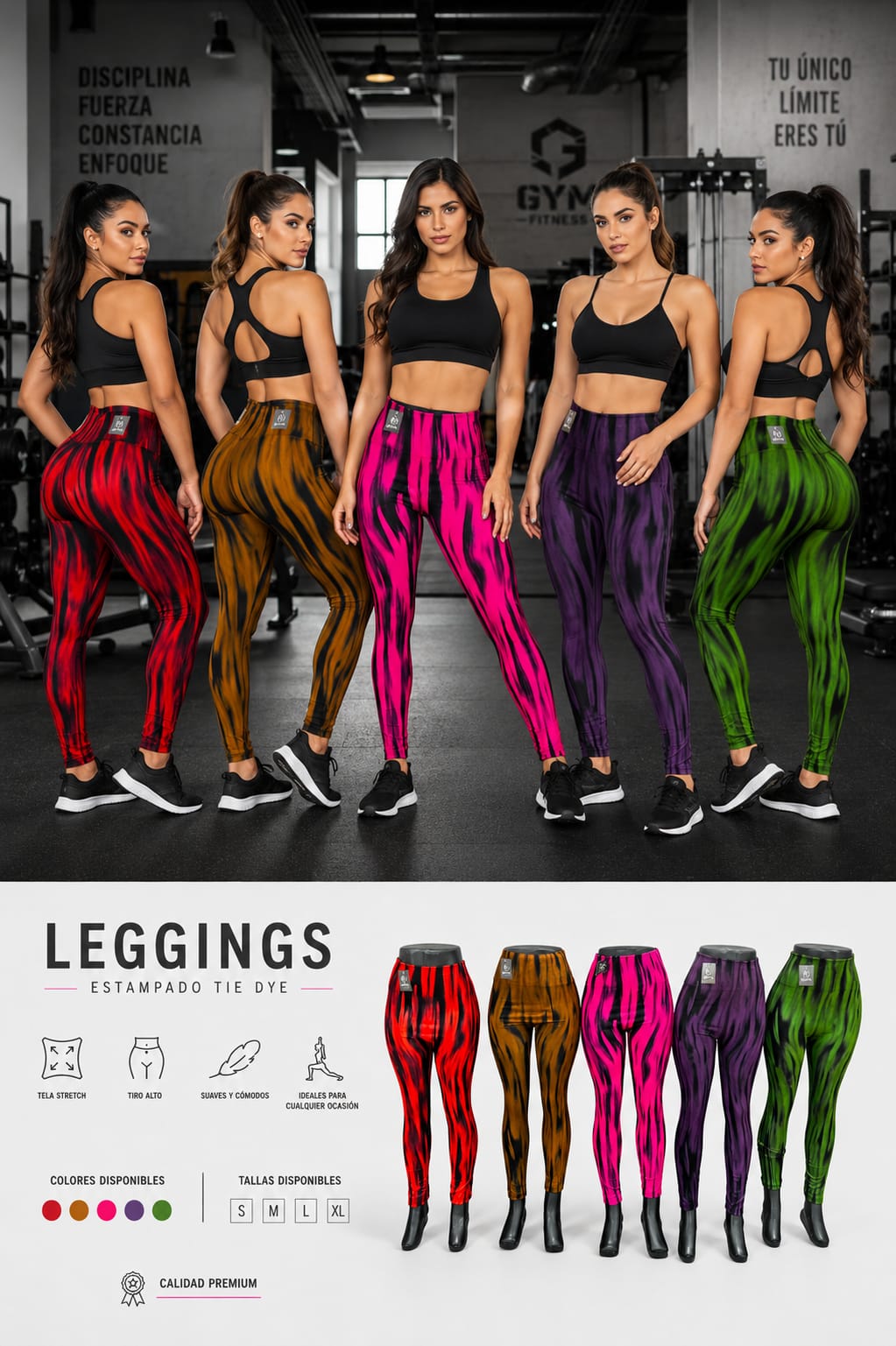 Leggings Deportivos Mujer Push Up  Cintura Alta Gym Yoga Fitness