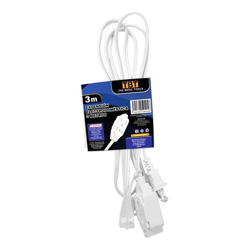 The Basic Tools Extensión Eléctrica Uso Doméstico 3 M Blanca 3 Tomas Resistente para Hogar y Oficina