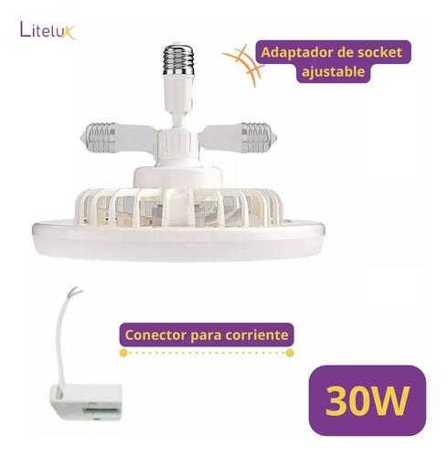 Foco Ventilador De Techo Luz Led 30w Para Socket Y Corriente Blanco Cálido