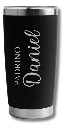 Duo De Termos Padrinos Regalo Padrino Madrina Personalizado Negro
