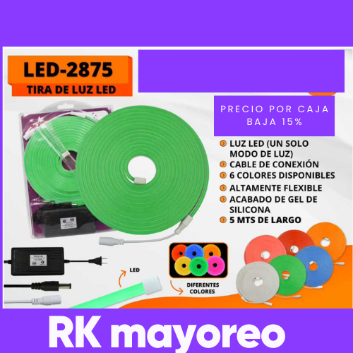 kit Rollo Led 5 Metros Neon y elimandor Gel Flexible Recortable 12v DC12V 7,2W/m 120 LEDs/m IP67 para Fuentes y Logotipos (Copia)