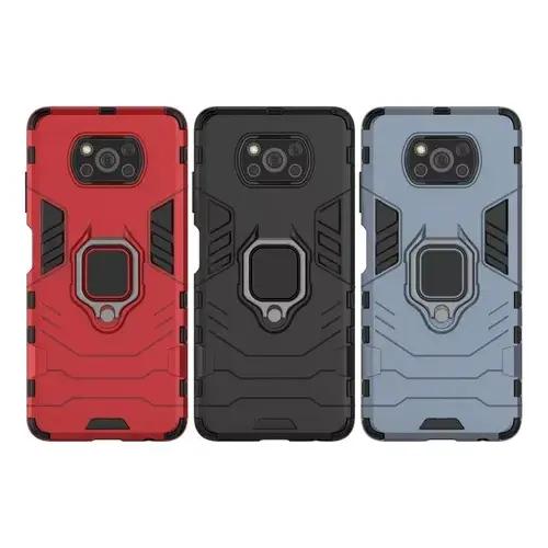 Funda Para Poco X3 Pro / X3 Nfc Ring Case con Mica Vidrio Templado 9D Protección Doble TPU y Anillo Giratorio 360 Grados