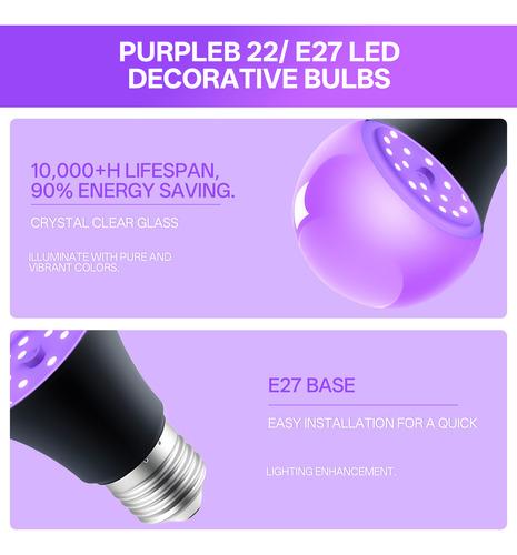 4pcs Foco Led De Luz Con Efecto Neón Iluminación Morada