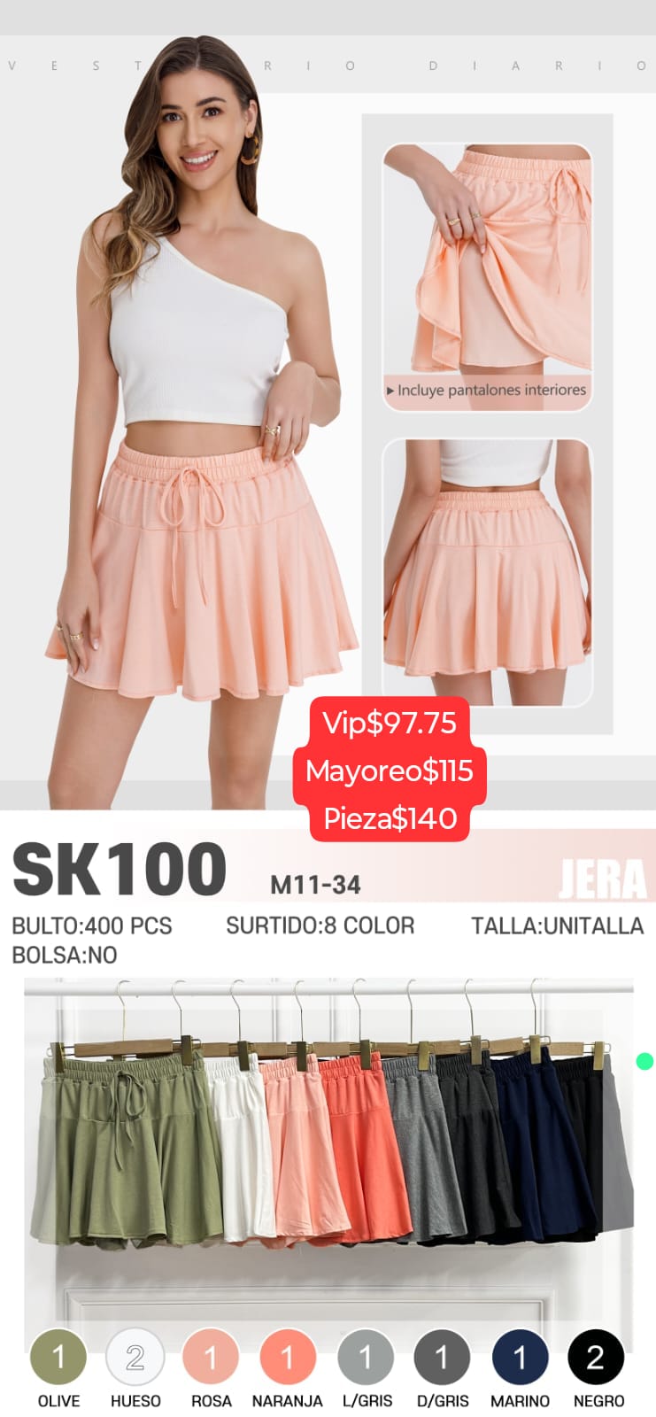 falda para gym con short sk100