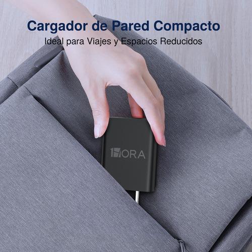 turbo Cargador USB Tipo C 10W Carga Cargadores con 1M Cable USB A Tipo C Negro Compatible con Samsung, Xiaomi, Huawei