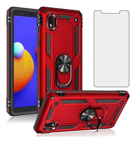Funda Uso Rudo Golpes Para Galaxy A01 Core Carcasa+mica Rojo Samsung Galaxy A01 Core/m01 Core