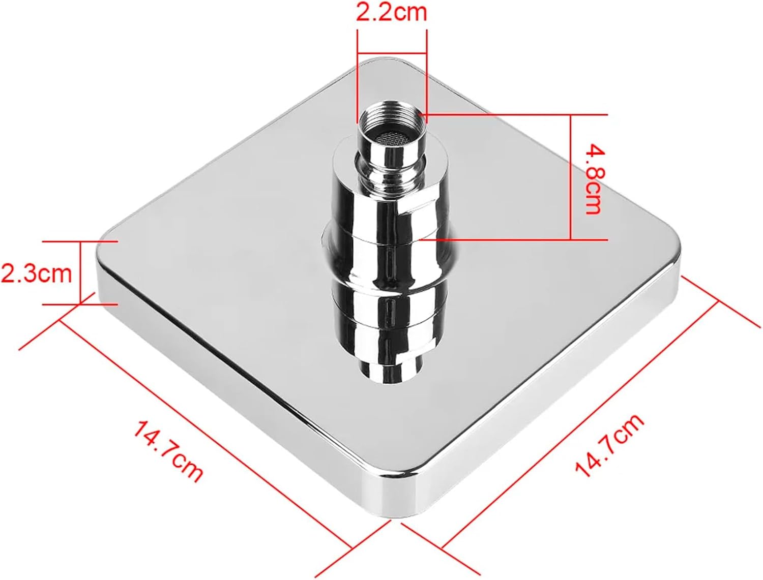 FUUBAMB00 Cabezal de Pulverización de Techo Cuadrado de 6 Pulgadas, Luz LED con Cambio de 7 Colores, Cabezal de Ducha Cromado Brillante, Accesorios de Baño para el Hogar