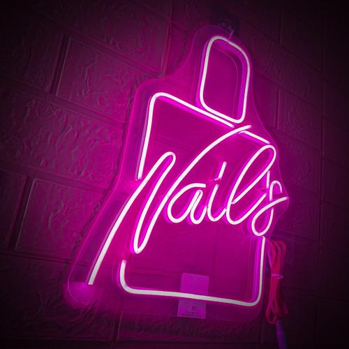 Letrero Led Neón Negocio Uñas Nails Luminoso Decorativo