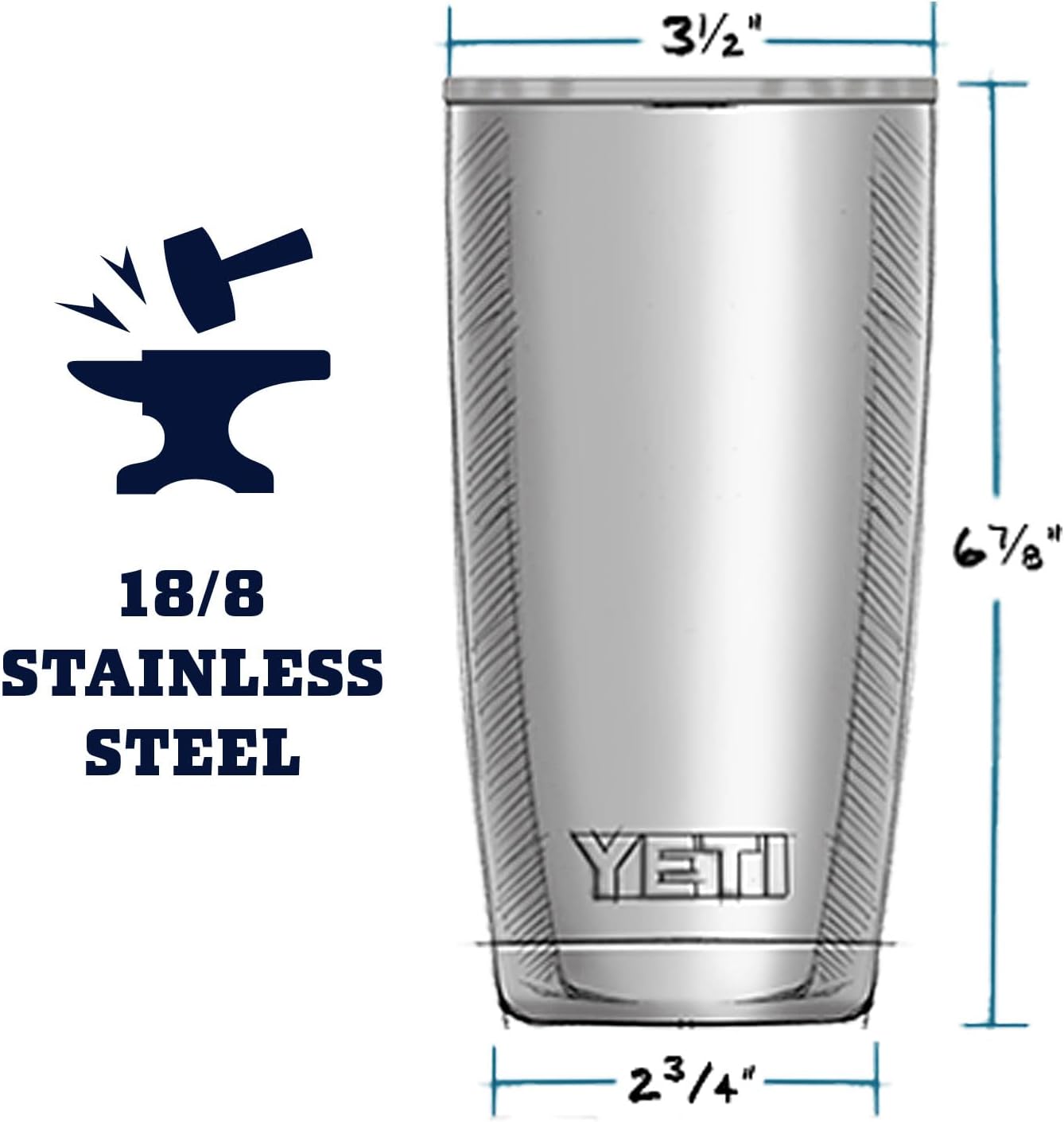 Yeti Rambler Vaso Aislado al aspiradora de Acero Inoxidable de 20 onz as con tapa slider