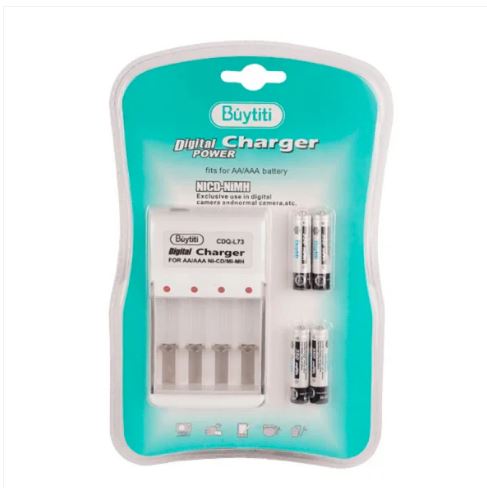 Cargador De Baterías Aa / Aaa Con 4 Pilas «aaa» De 350 Mah
