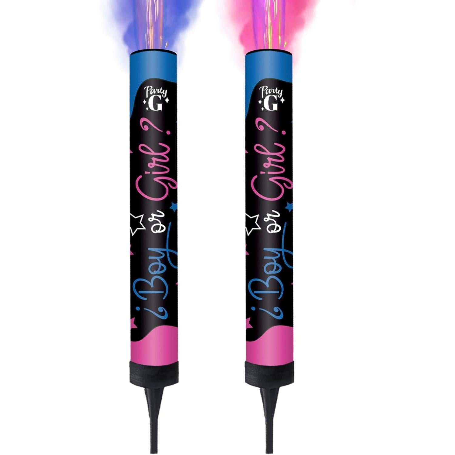 Vela Lumisosa de Revelación de de sexo de Chispa y Humo 2 piezas - Vela de humo baby shower - humo de color Azul y Rosa - fiesta, celebración, festejo, evento