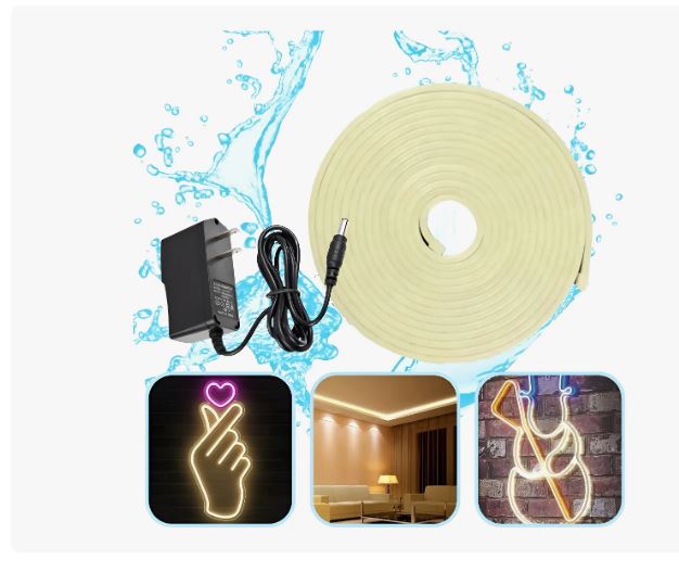 kit Rollo Led 5 Metros Neon y elimandor Gel Flexible Recortable 12v DC12V 7,2W/m 120 LEDs/m IP67 para Fuentes y Logotipos (Copia)