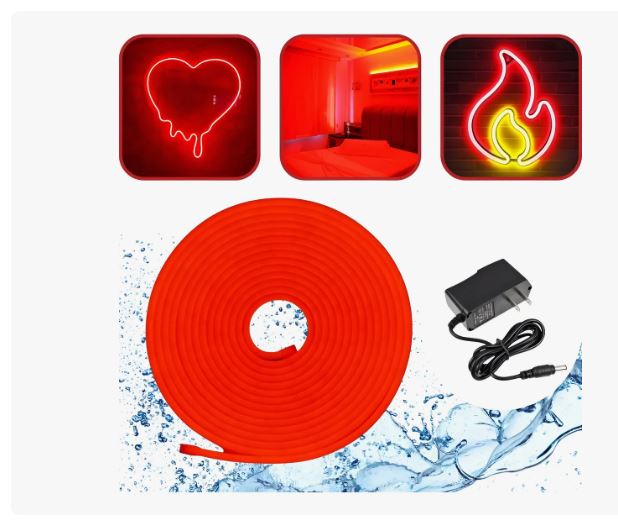 kit Rollo Led 5 Metros Neon y elimandor Gel Flexible Recortable 12v DC12V 7,2W/m 120 LEDs/m IP67 para Fuentes y Logotipos (Copia)