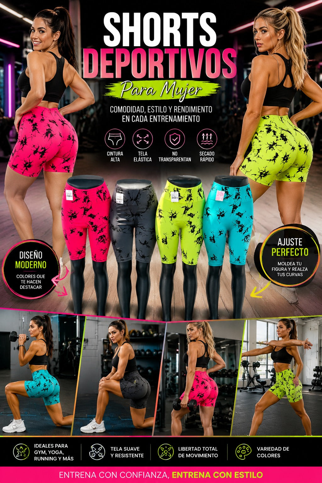 Shorts Deportivos Mujer Push Up Seamless Cintura Alta Levanta Glúteos Moldeadores para Gym Yoga Running Fitness