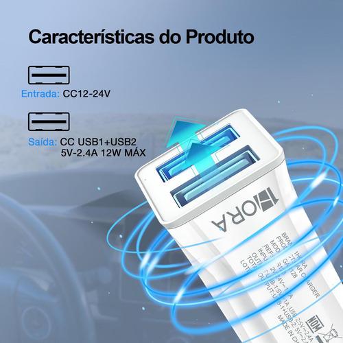 Cargador Para Auto 1hora Usb 2.4 A Y 1a Plug De Carro Gar128
