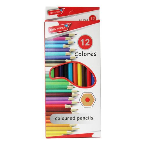 12 Pz Lápices Colores Util Escolares Madera Punta Resistente