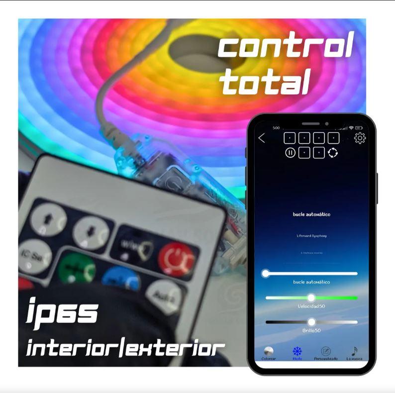 TIRA NEON PIXEL 5 METROS WIFI CONTROLA POR APLICACION O CONTROL REMOTO