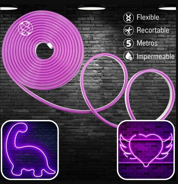 Rollo Led 5 Metros Neon Gel Flexible Recortable 12v DC12V 7,2W/m 120 LEDs/m IP67 para Fuentes y Logotipos