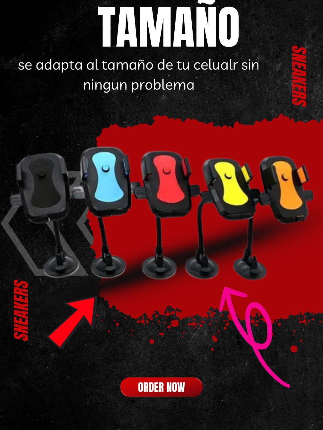 soporte para celualr de hasta 7 pulgadas apto para superficies lisas como tableros y para brisas flexible para un mejor uso para tus manos y vista