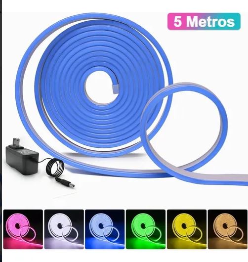 kit Rollo Led 5 Metros Neon y elimandor Gel Flexible Recortable 12v DC12V 7,2W/m 120 LEDs/m IP67 para Fuentes y Logotipos (Copia)