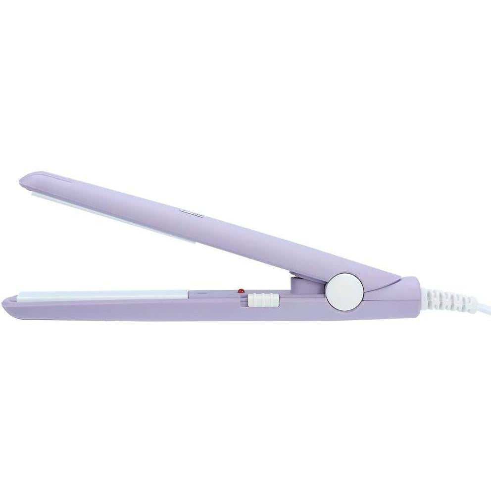 Mini plancha de pelo, rizador de calefacción de hierro plano de turmalina de cerámica portátil 2 en 1 para rizar enderezar flequillo, cabello ondulado cabello corto plancha para cabello(Púrpura)