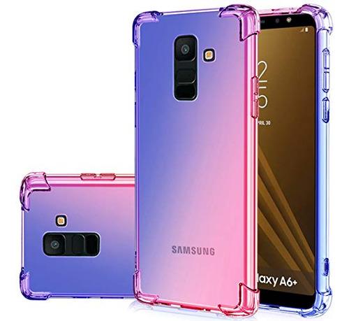 Samsung Funda Para A6 Plus 2018 Galaxy A6 Plus 2018 Azul/rosa Piel S Protección Adecuada Diseño Específico Material Piel S
