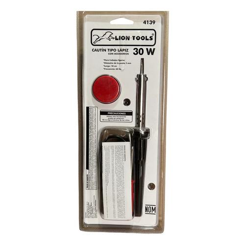 Lion Tools Cautín Para Soldar Estaño Tipo Lápiz 30W Con Accesorios Diámetro 3mm Largo 18cm Cable 110cm Tensión 120V Frecuencia 60Hz