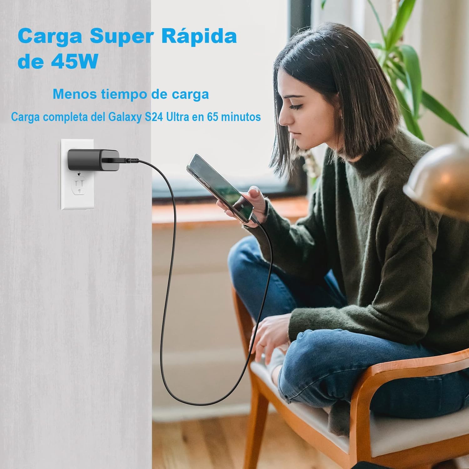 2 piezas Cargador Tipo C para motorola , 50W Rápido  Cargador Tipo C con Cable de 1M, para Samsung S25 Ultra/S24 Ultra/S23 Ultra/S22 Ultra/S21/S20/S10/Note 20/Note 10/A55/A54/Galaxy Tab S7/S8/S9/S10 Ultra (1M)