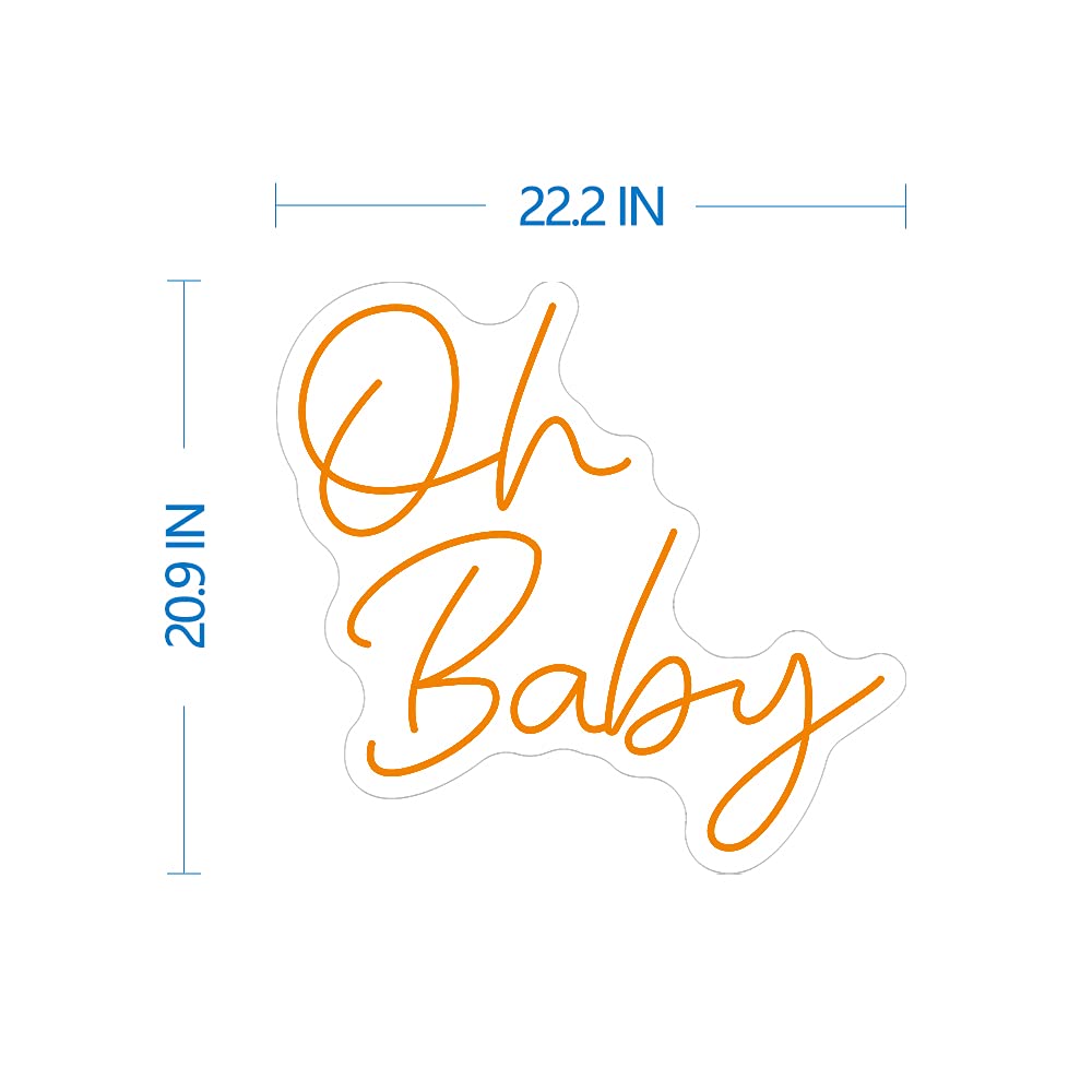 Oh BABY - Letreros de neón para bebé, acrílico transparente con atenuadores, luces iluminadas, letreros para interiores y dormitorios, decoración de la habitación, letrero de neón LED de 22.2 x 20.9 pulgadas, bar, fiesta, boda, niña, sala de estar, oficin