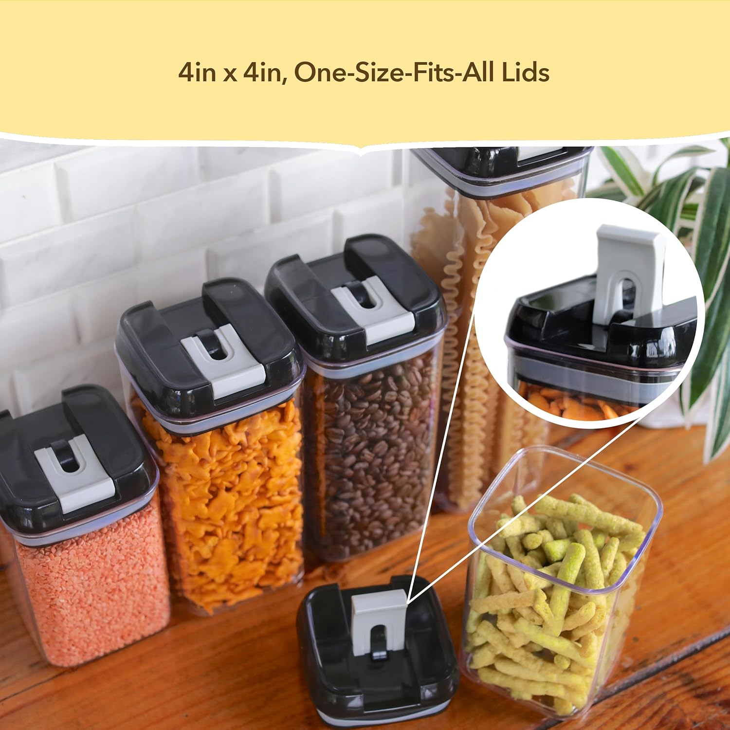 Recipientes herméticos Simply Gourmet para almacenar alimentos, ideal para organizar y almacenar alimentos en la despensa. Juego de 7 piezas + 16 etiquetas de pizarra y marcador gratis. Recipientes herméticos para alimentos, perfectos para almacenar en la