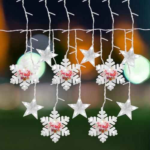 Cortina Serie Luz Blanca 100 Led Figura Copo De Nieve 3mts Color De Las Luces Blanco