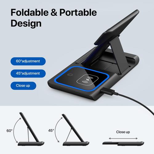 Estacion De Carga Celular Cargador 3en 1 Rápido Plegable 15w