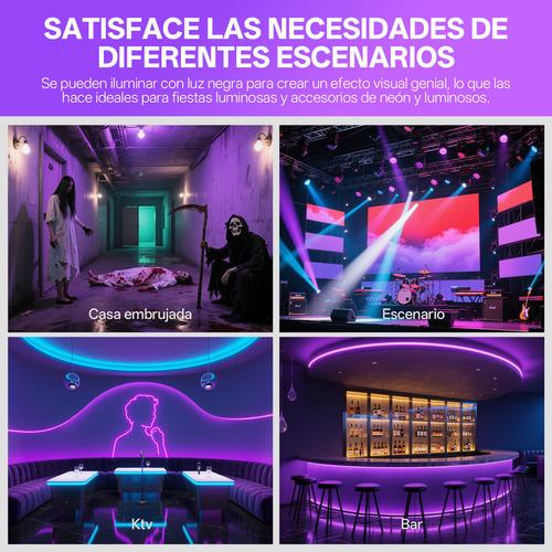 4pcs Foco Led De Luz Con Efecto Neón Iluminación Morada