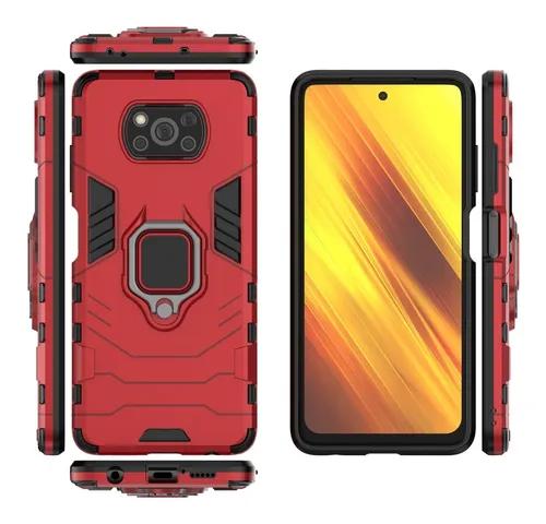Funda Para Poco X3 Pro / X3 Nfc Ring Case con Mica Vidrio Templado 9D Protección Doble TPU y Anillo Giratorio 360 Grados