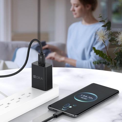 turbo Cargador USB Tipo C 10W Carga Cargadores con 1M Cable USB A Tipo C Negro Compatible con Samsung, Xiaomi, Huawei