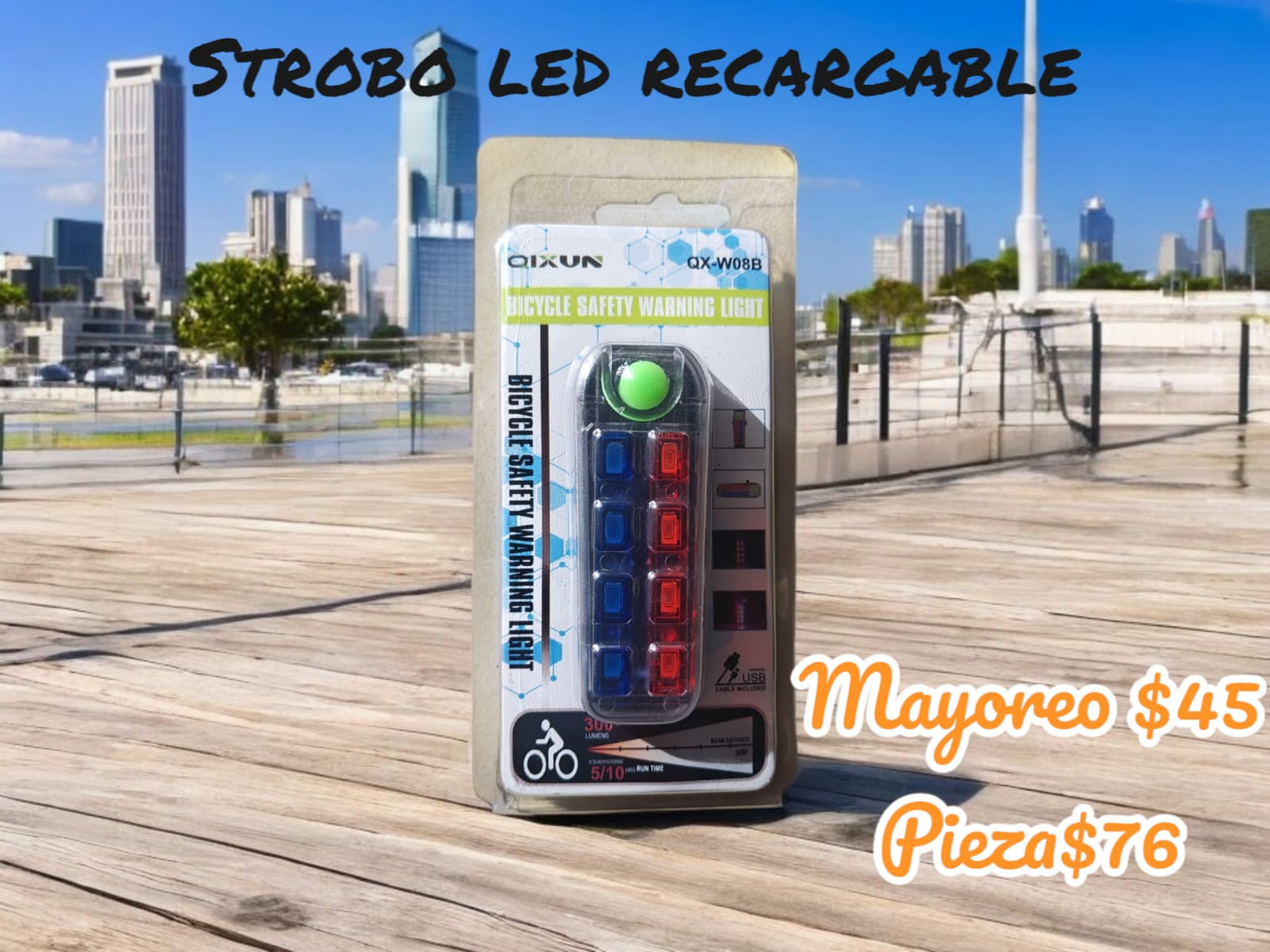 Luz Trasera Para Bicicleta 8 Led Roja Y Azul T-606-w08b