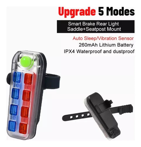 Luz Trasera Para Bicicleta 8 Led Roja Y Azul T-606-w08b