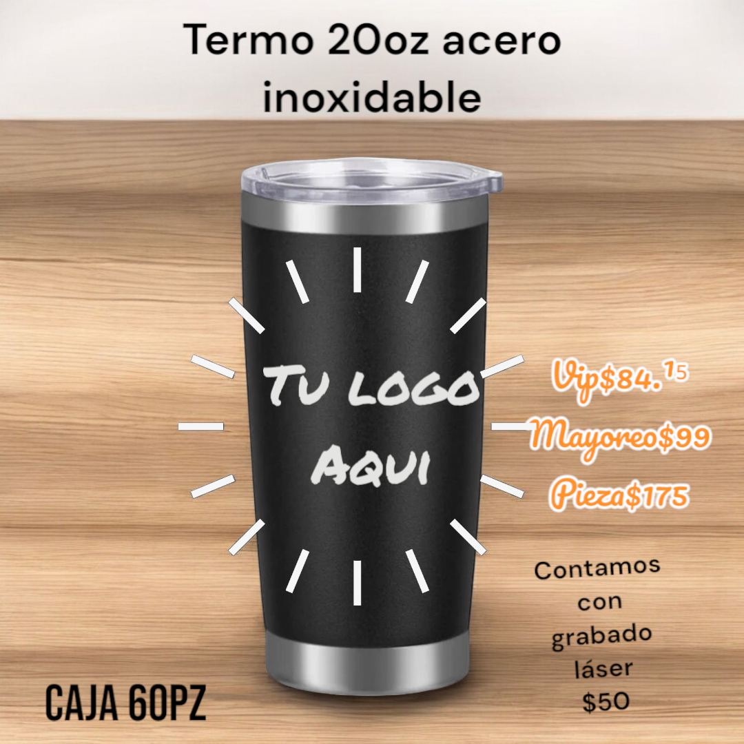 Termo negro tipo yeti  20 Oz con tapa