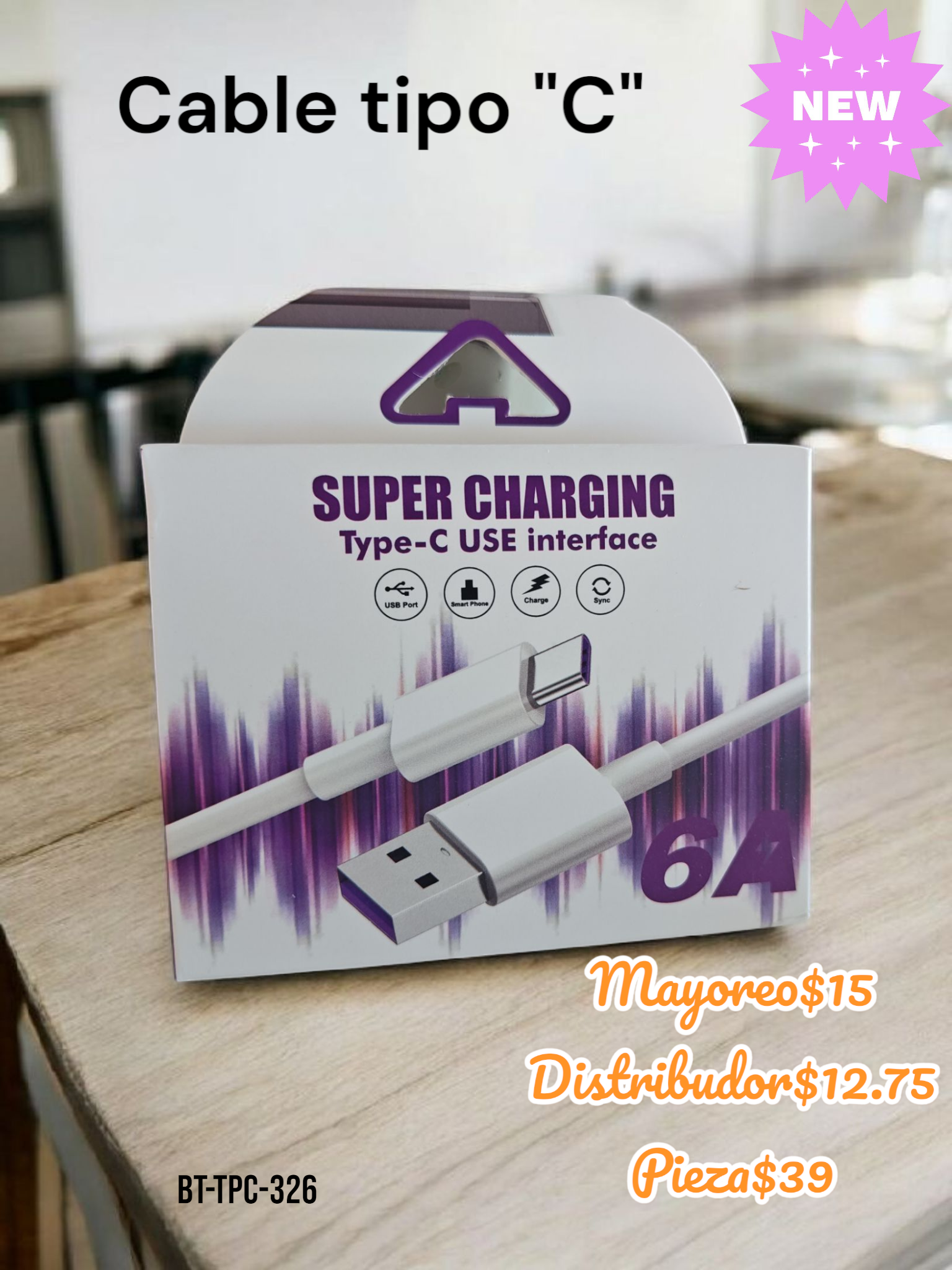 cargador turbo powerCable tipo C económico mayoreo