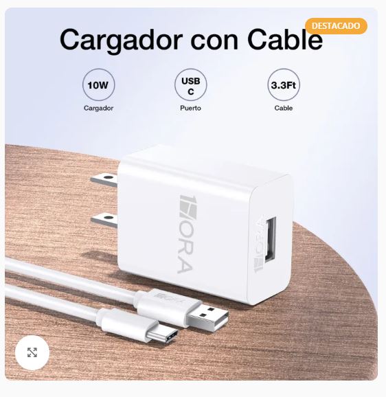 Combo cargador Tipo C de 10W 1Hora GAR080 color blanco