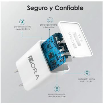 Cargador Para Iphone 1 Hora Para Ipad Carga Rapida 2.4a 1Hor