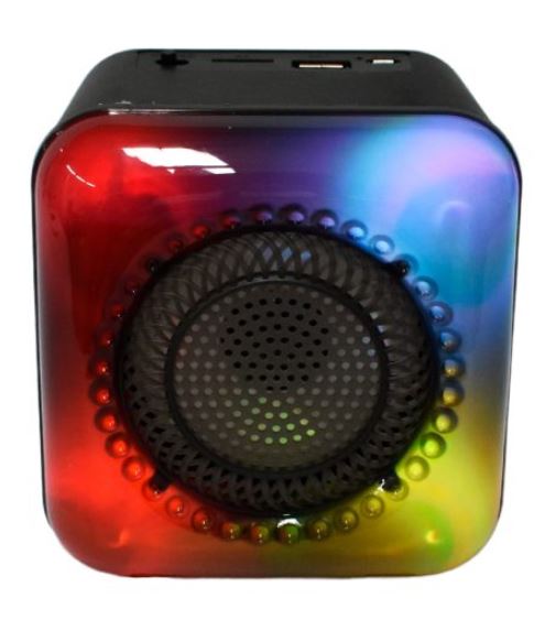 Bocina bluetooth recargable radio fm usb y micro sd con luces rgb gts-1373